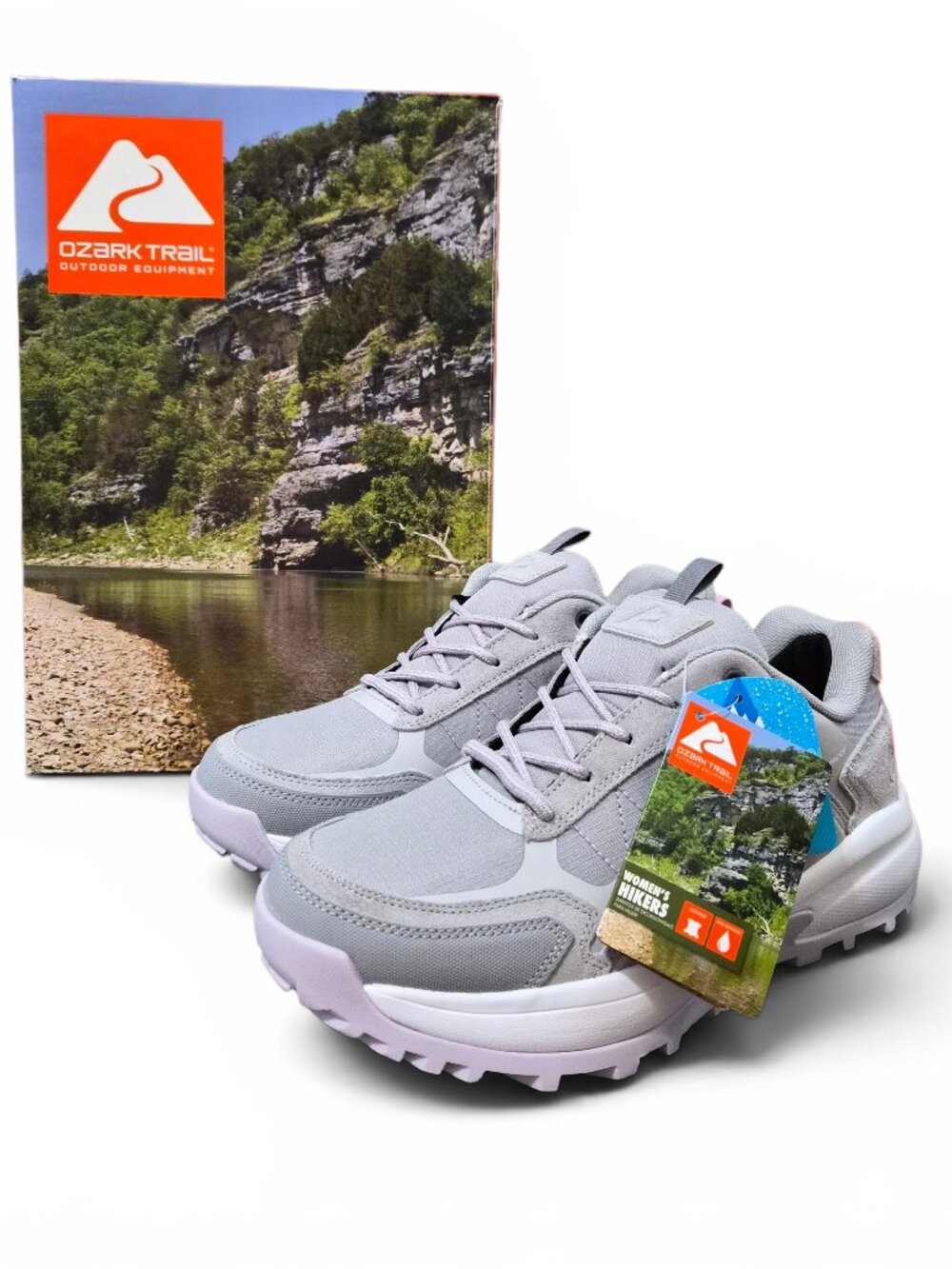 Ozark Trail Women's Leather Waterproof Hiking Shoes Size 6.5 Sneakers Gray